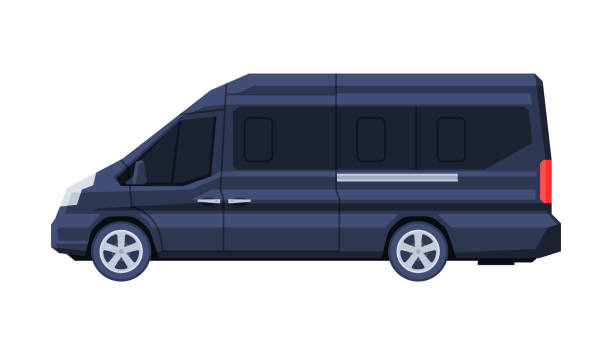 istock Government Mini Van Vehicle, Black Presidential Auto, Luxury Business Transportation, Side View Flat Vector Illustration 1224134252