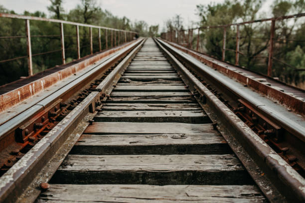 istock Railway stretching into the distance to the bridge 1224137579