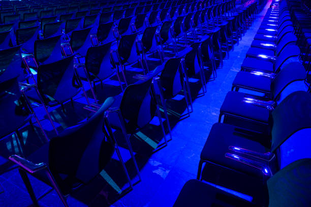 istock Blue chairs in the congress hall 1224138873