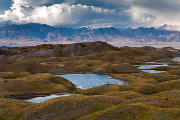 istock Beautiful landscape. Scenic lakes between mountains. Hilly terrain. Cloudy day. 1224140260