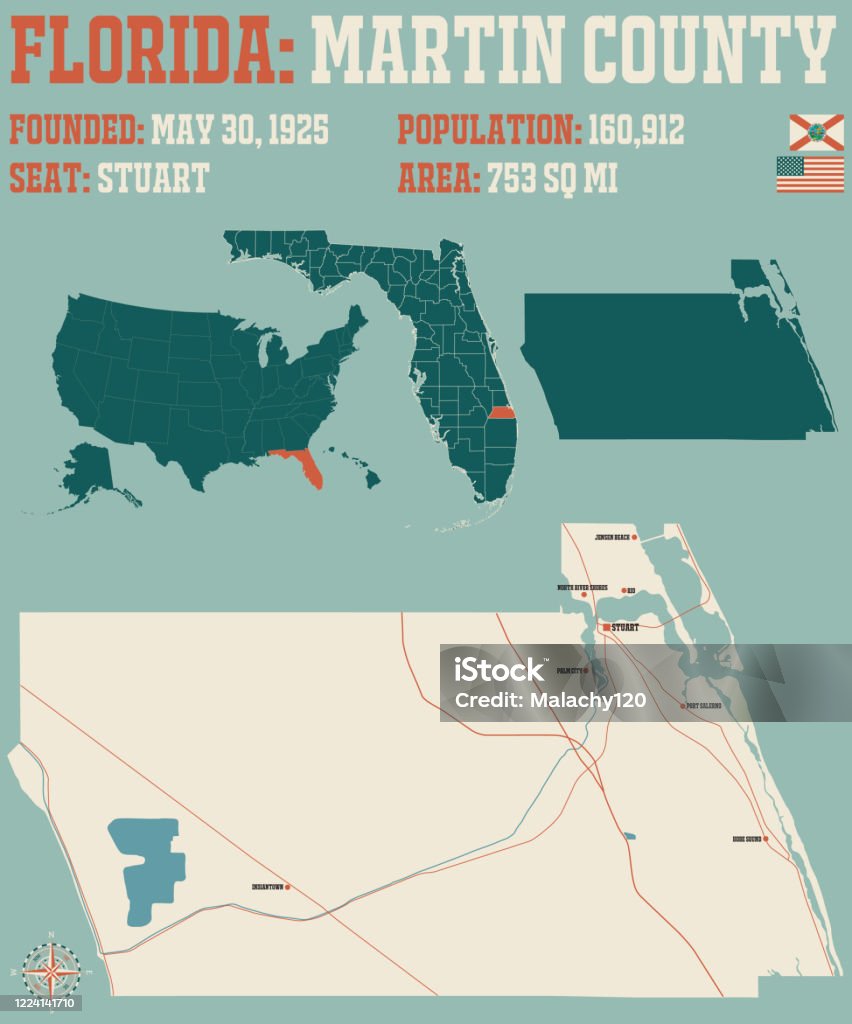 Map Of Martin County In Florida Stock Illustration Download Image Now