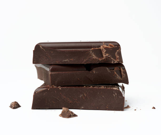 istock stack of pieces of black chocolate on a white background 1224142143