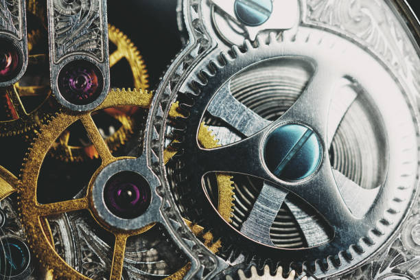 istock Complex clockwork inner workings of a wristwatch in close-up 1224146423