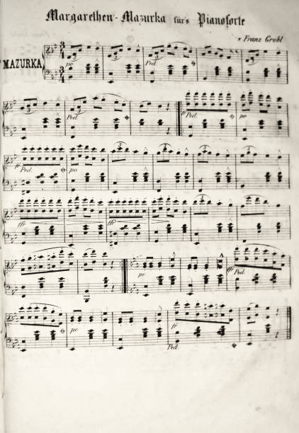 마가르테헨 마주르카 - 1848년 악보 - polka dancing stock illustrations