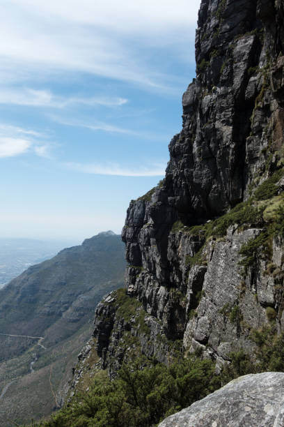 istock Cliffside view from Table Mountain, Cape Town, looking over sea 1224150958
