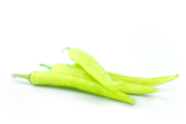 istock Green banana peppers (Prik-Yoek in Thailand) isolated on a white background 1224151762