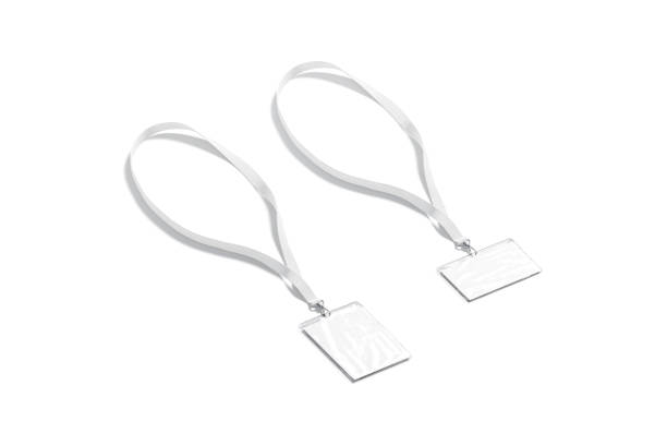 istock Blank white horizontal and vertical lanyard with name card mockup 1224153517