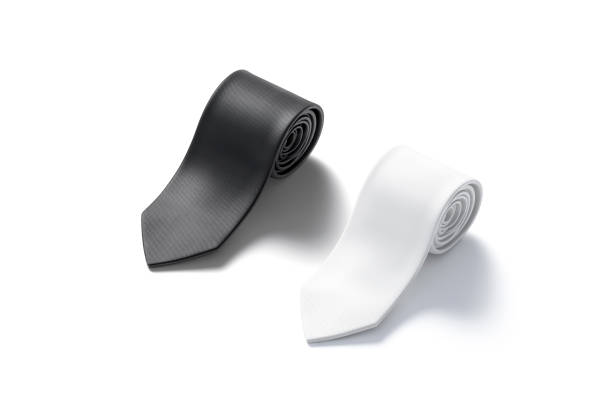istock Blank black and white rolled neck tie mockup set, isolated 1224153682
