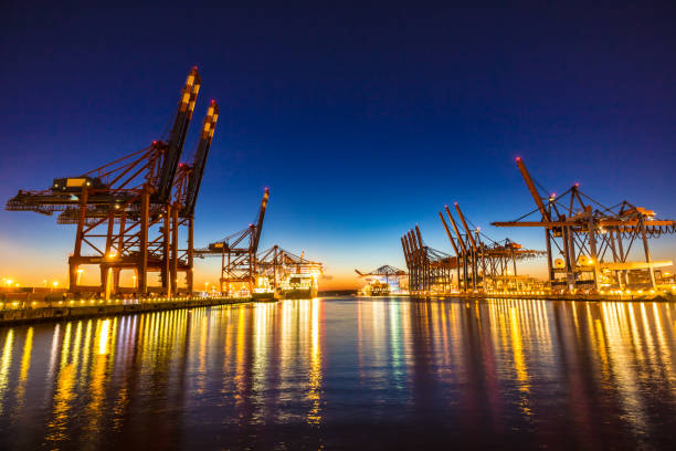 istock Container port in Hamburg at sunset 1224153684