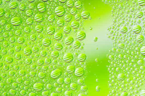 Drops of water for the background on window glass with green background