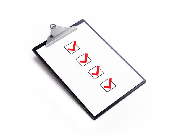 Black clipboard with to do list isolated on white background. Horizontal composition with clipping path and copy space. High angle view.