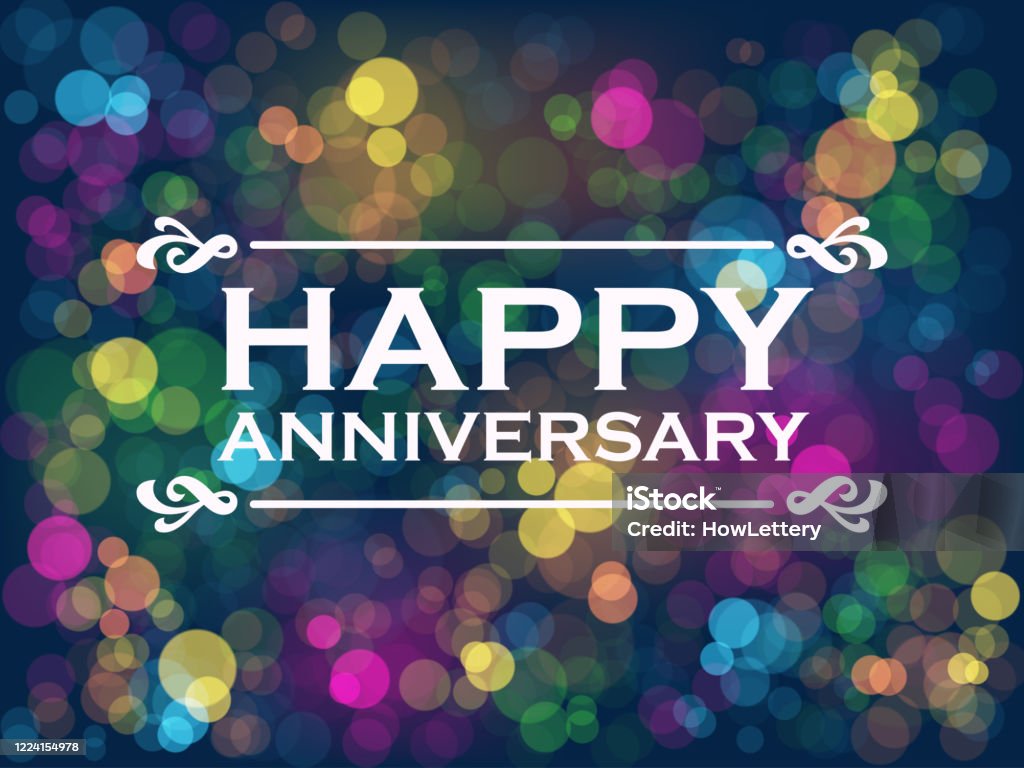 Happy Anniversary Colorful Typography Greeting Card Stock Illustration -  Download Image Now - iStock