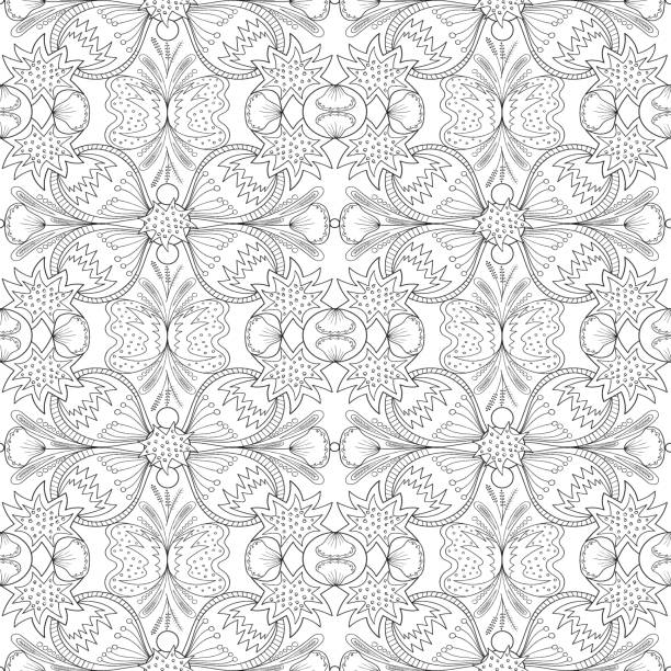 ed 1 - pattern seamless doodle retro revival stock-grafiken, -clipart, -cartoons und -symbole