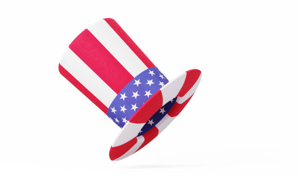istock Patriotic American Hat Textured with American Flag on White Background 1224155808