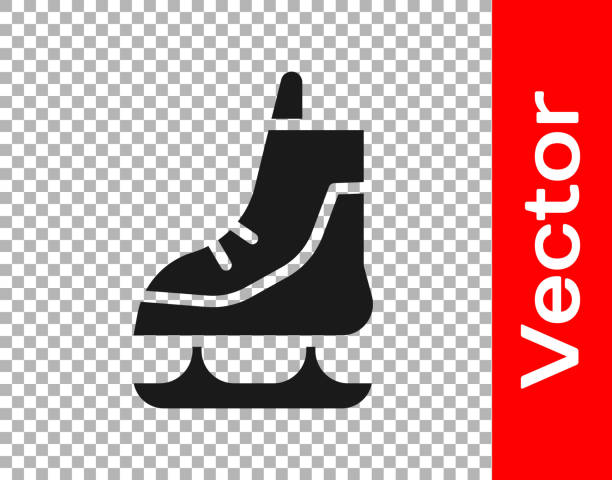 ikona czarnych rolek izolowana na przezroczystym tle. ikona butów do rolek. sportowe buty z ostrzami. ilustracja wektorowa - ice hockey ice skate equipment black stock illustrations