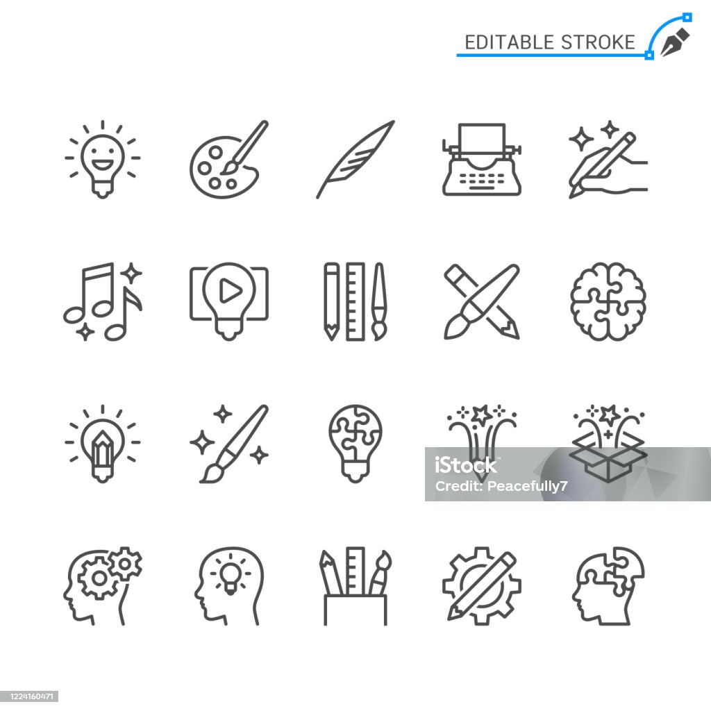 Creativity line icons. Editable stroke. Pixel perfect. Icon stock vector