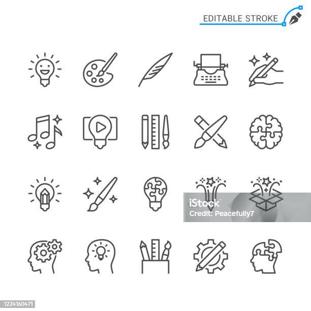 Creativity Line Icons Editable Stroke Pixel Perfect Stock Illustration - Download Image Now