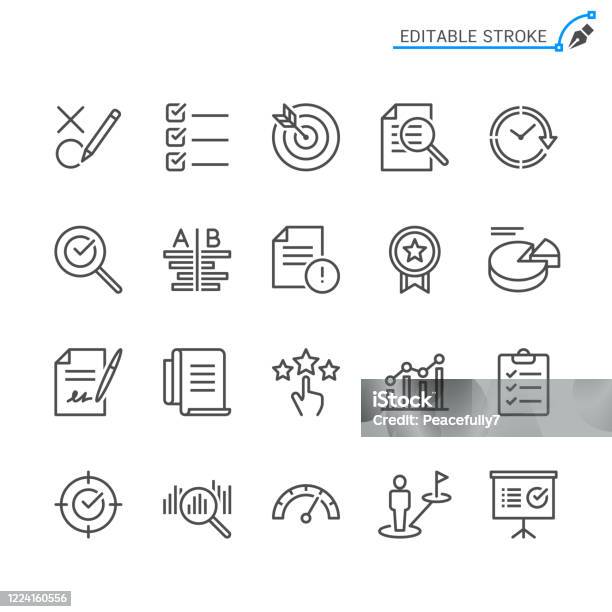 Assessment Line Icons Editable Stroke Pixel Perfect Stock Illustration - Download Image Now