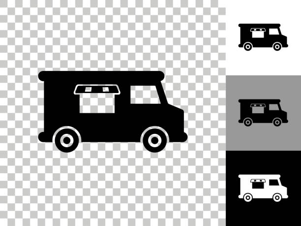 Food Truck Icon on Checkerboard Transparent Background vector art illustration