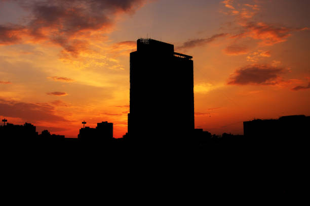 istock silhouette of a high-rise building at sunset 1224164962