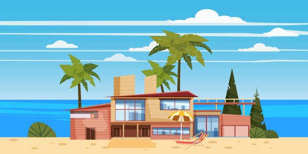  .  Beach Home Ilustraciones, gráficos vectoriales libres de derechos y clip art