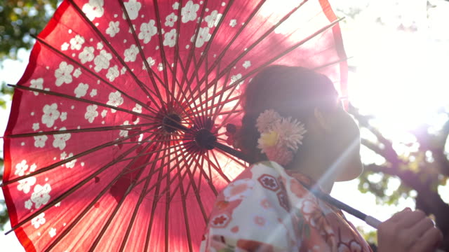 Asian woman in traditional kimono
