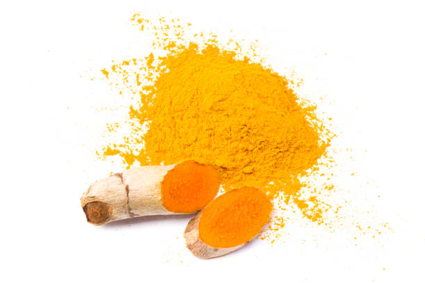 istock Turmeric powder isolated on white background. Top view. 1224167318
