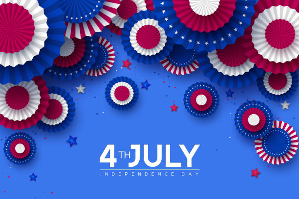 illustrazioni stock, clip art, cartoni animati e icone di tendenza di 4 luglio, striscione del giorno dell'indipendenza degli stati uniti. - patriotic paper