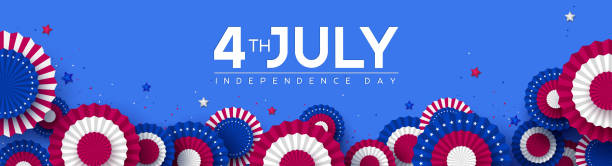 7月4日、アメリカ独立記念日のバナー。 - patriotic paper点のイラスト素材／クリップアート素材／マンガ素材／アイコン素材