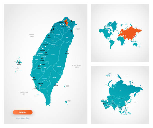 Editable Template Of Map Of Taiwan With Markstaiwan On World Map And On Editable Template Of Map Of Taiwan With Marks Taiwan On World Map And On Asia Map 