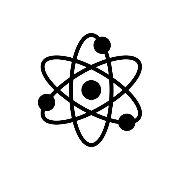 illustrazioni stock, clip art, cartoni animati e icone di tendenza di illustrazione vettoriale icona semplice della scienza - atom