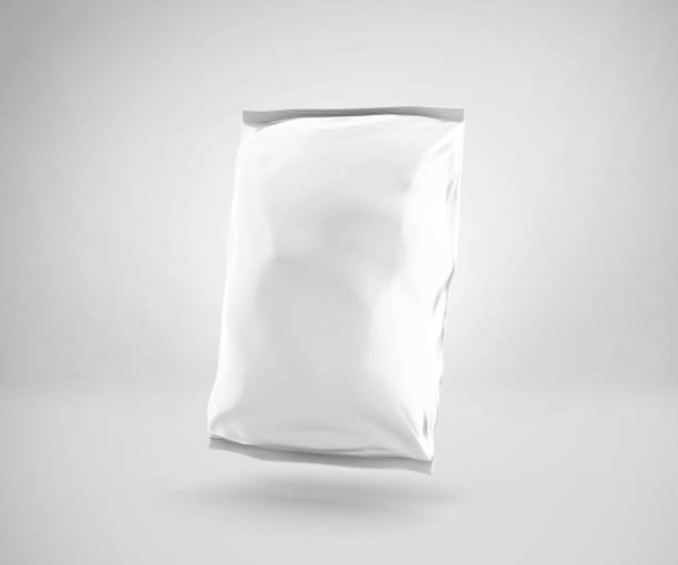 istock Blank Plastic Snack Bag Mockup, White potato chips container, 3d Rendering isolated on light background 1224170164