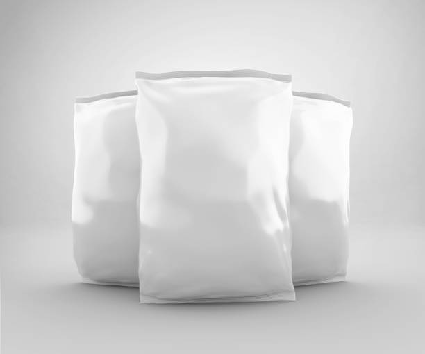 istock Blank Plastic Snack Bag Mockup, White potato chips container, 3d Rendering isolated on light background 1224170165