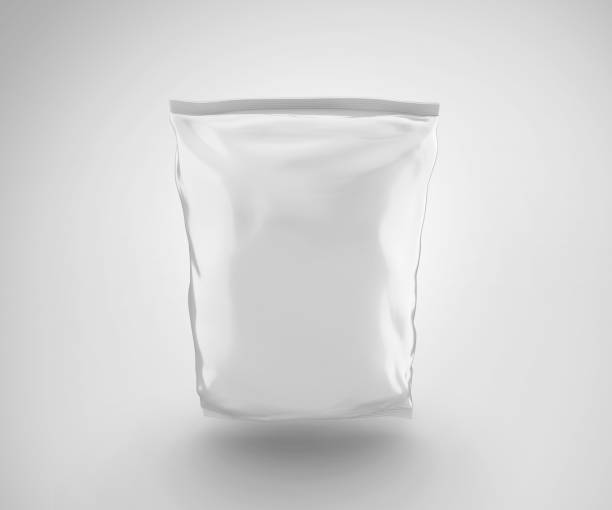 istock Blank Plastic Snack Bag Mockup, White potato chips container, 3d Rendering isolated on light background 1224170166