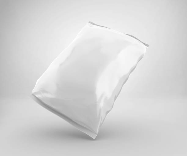 istock Blank Plastic Snack Bag Mockup, White potato chips container, 3d Rendering isolated on light background 1224170195