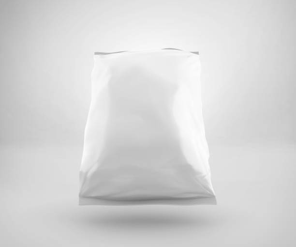 istock Blank Plastic Snack Bag Mockup, White potato chips container, 3d Rendering isolated on light background 1224170197