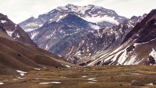 Aconcagua mountain with snow