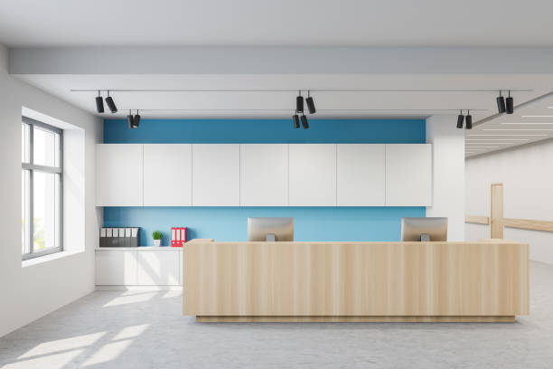 istock Reception desk in hospital lobby 1224175726