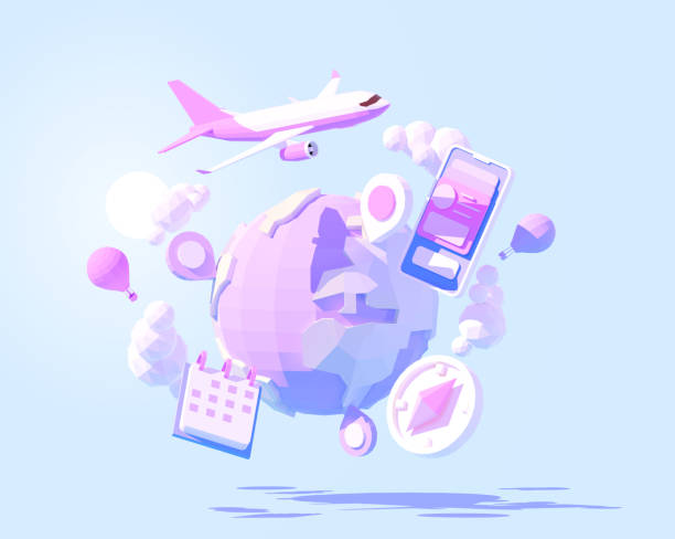 illustrazioni stock, clip art, cartoni animati e icone di tendenza di viaggiare in aereo vettoriale in tutto il mondo - flight planning