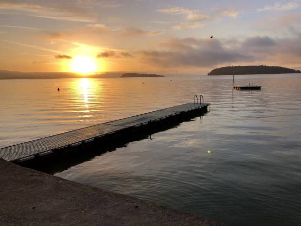 istock sunset on a lake in Italy 1224176505