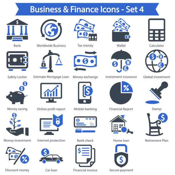 Business & Finance Icon set 4 - Blue series Beautiful, meticulously designed Business & Finance Icon set 4 - Blue series stampeding stock illustrations