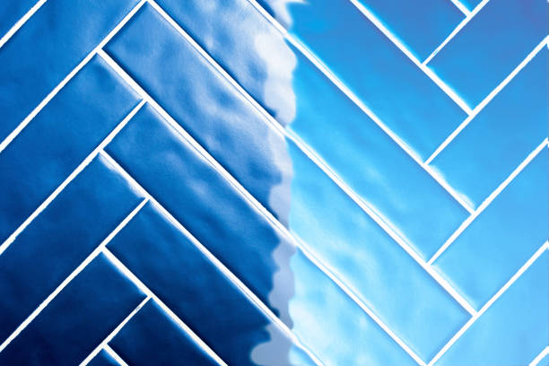 Blue Tiles, dark blue tiles overflowing to light blue background texture retro design modern