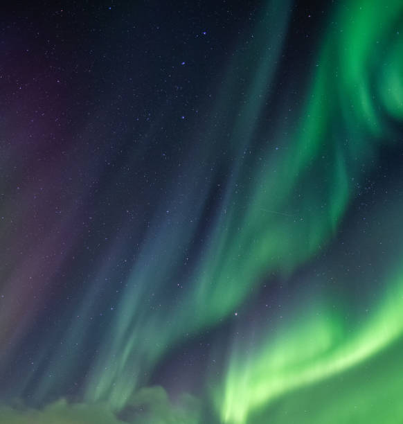 istock Northern lights, Aurora borealis with starry in the night sky 1224180322