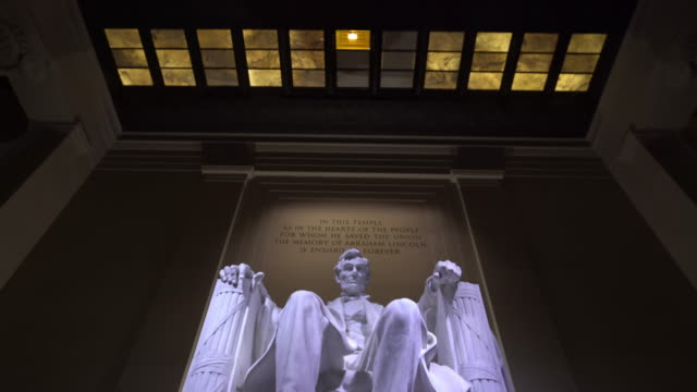 Film Tilt: Abraham Lincoln statue in Lincoln Memorial building in Washington, DC USA