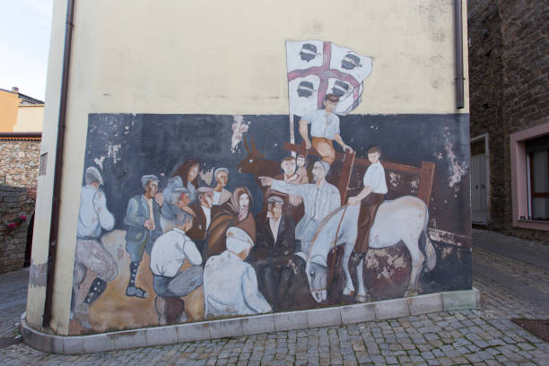 street  and wall art at the old houses in the old town of zona Velha in the old city of Funchal at night on the Island Madeira of Portugal.   Portugal, Madeira, April 2018