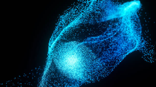 istock Abstract blue particle Background evolving from the center. Abstract Fluid Particles. Wavy abstract digital structure 4K 1224185377