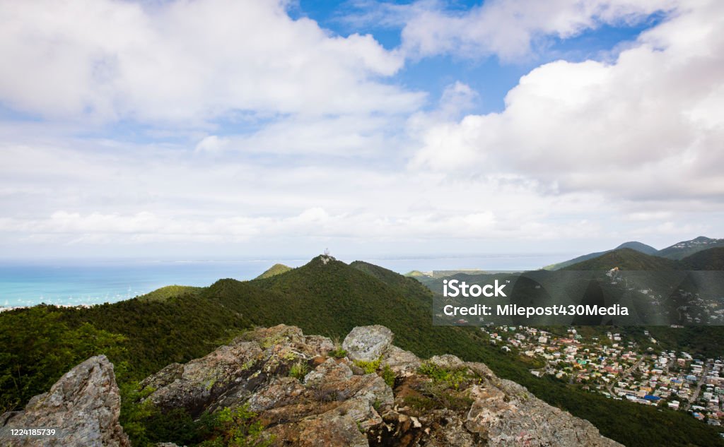 Mountain top in St. Maarten Mountain top view in St. Maarten Caribbean Stock Photo