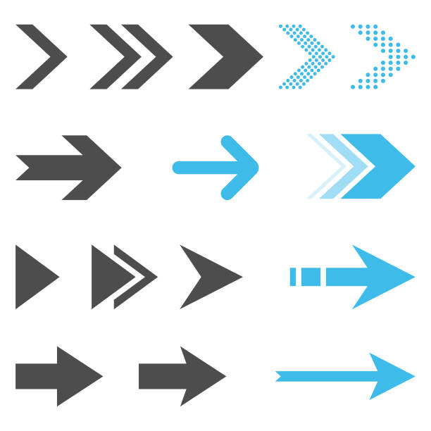 pfeil-symbol set flaches design auf weißem hintergrund. - pfeil stock-grafiken, -clipart, -cartoons und -symbole