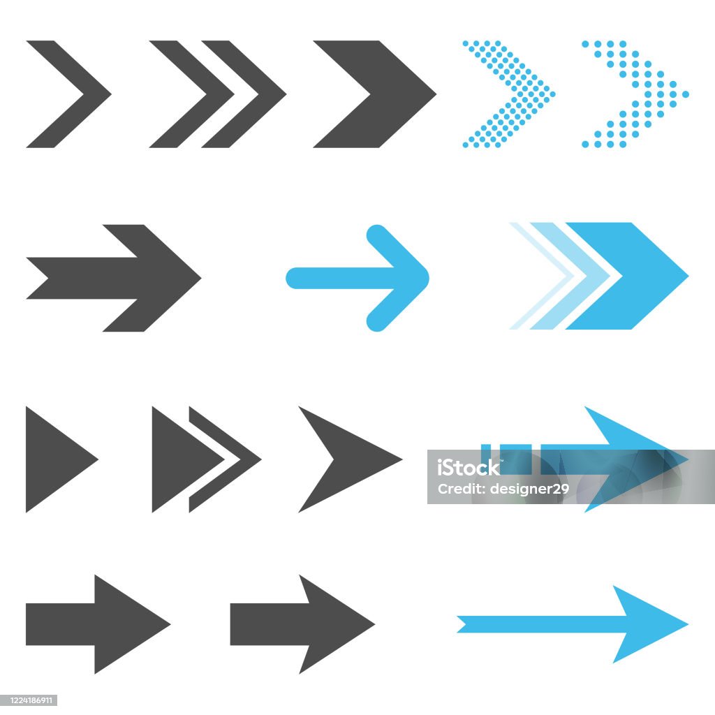Arrow Icon Set Flat Design sur le fond blanc. - clipart vectoriel de Flèche directionnelle libre de droits