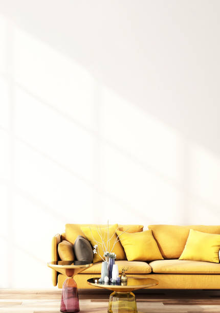 istock interior design with sofa on white wall and wooden floor,3d illustration.3d rendering 1224187323